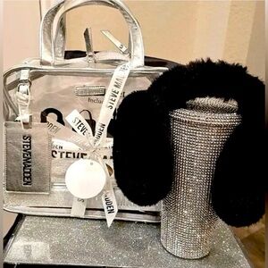Steve Madden 4-Piece Travel Set-Tote, Luggage Tag, Earmuffs & Bling Tumbler NWT